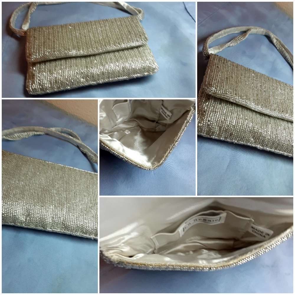 Silver evening bag strap 4 inches